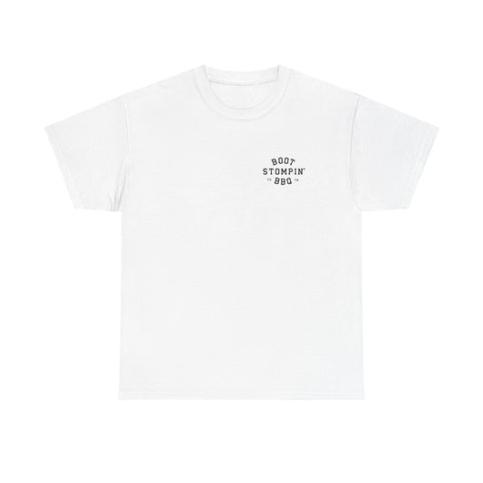 BBQ Stompin' Tee — Retro Chest Logo White T-Shirt